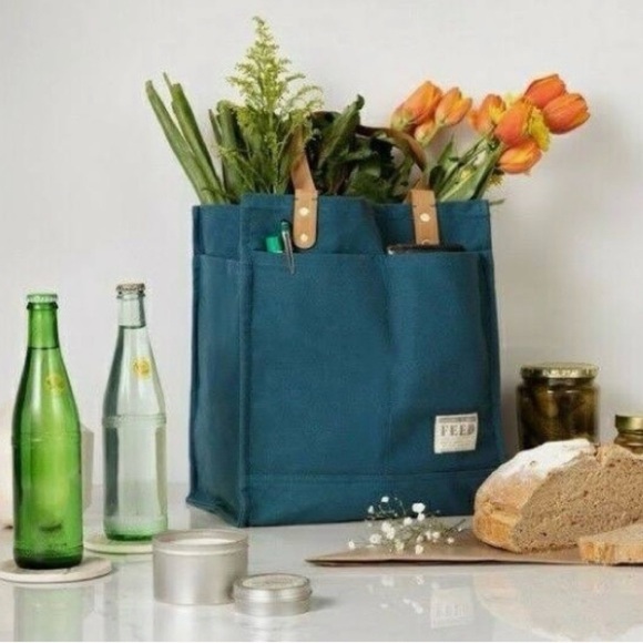 FEED- Market Tote Bag-Pockets-Navy-Farmer’s Market-Picnic - Picture 1 of 16